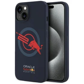 RED BULL viedtālruņa apvalks IPHONE 15 saderīgs ar MagSafe RBHMP15S24SIOLVR (Silikona ORBR20 logotips sarkana apmale) tumši zila