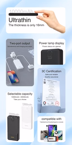 Dudao K10 10000mAh 2.4A portatīvais lādētājs ar 2 × USB-A pieslēgvietām – balts