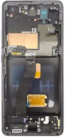 LCD screen Samsung G998 S21 Ultra ar touch screen un frame Phantom Melns OLED (real size)