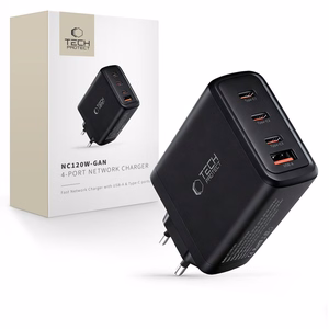 Tech-Protect NC120W-GAN 4 portu 120 W sienas lādētājs - melns