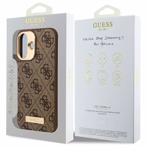 Guess 4G Logotipa plāksne Magnētiskais viedtālruņa apvalks iPhone 16 Plus - brūns