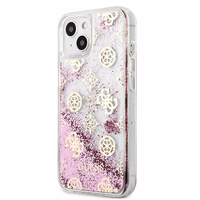 Guess GUHCP13SLGPEPI iPhone 13 mini 5.4" rozā/rozā cietais apvalks Peony Liquid Glitter
