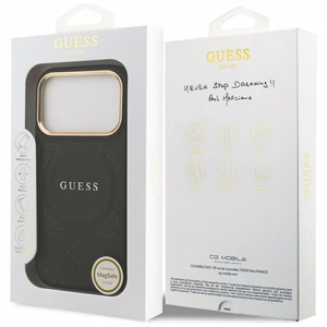 Guess Peony Hot Stamp MagSafe viedtālruņa apvalks iPhone 17 Pro Max - melns