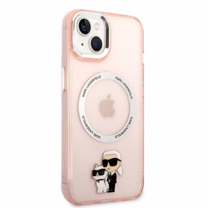 Karl Lagerfeld KLHMP14MHNKCIP iPhone 14 Plus 6.7" kietais apvalks rozā/rozā Ikonisks Karl&Choupette Magnētiskais