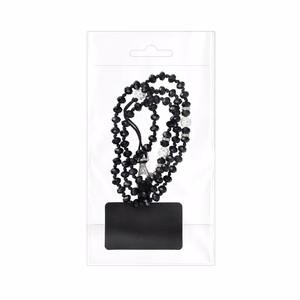 CRYSTAL DIAMOND tālruņa siksniņa, tālruņa piekariņš / auklas garums 74 cm (37 cm cilpā) / uz kakla – melns