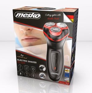 Mesko MS 2926 – rotācijas elektriskais skuveklis ar trimmeri, melns/sarkans