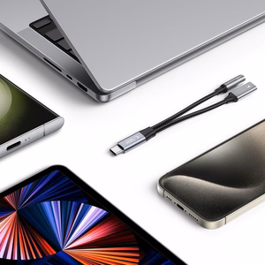 Tech-Protect UltraBoost USB-C (male) PD 60W 6A / mini ligzda 3.5mm (female) - USB-C (female) - melns