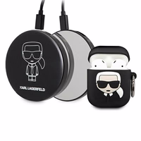 Karl Lagerfeld Ikonik apvalks AirPods + portatīvais lādētājs - melna