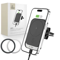 Tech-Protect CW19 MagSafe magnētiskais automašīnas turētājs ar 15W indukcijas lādētāju gaisa ventilācijai - melns