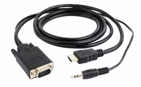 Gembird A-HDMI-VGA-03-10 video adaptera kabelis 3 m HDMI + 3.5mm uz VGA melns