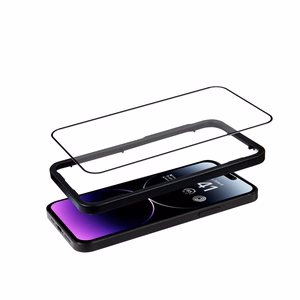 Crong Anti-Bacterial 3D Armor Glass 9H visu ekrānu pārklājošs rūdīta stikla aizsargs iPhone 14 Pro Max ar uzstādīšanas rāmi