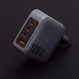 FORCELL F-ENERGY GaN VT-46 pelēks ceļojuma lādētājs 3 x Type C + USB A PD QC4.0 5A 100W ar PD