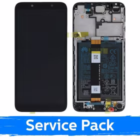 LCD Displejs Saderīgs ar Huawei Y5P / Honor 9S Melns Ar Frame (Service Pack)