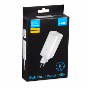 iBOX C-65 balts, GaN 65W universāls lādētājs