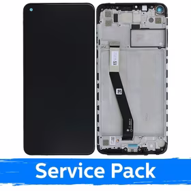 LCD Displejs Saderīgs ar Xiaomi Redmi Note 9 Melns Ar Frame (Service Pack)