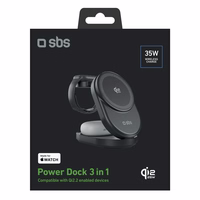 SBS Qi2.2 25W induktīvā 3-in-1 salokāmā uzlādes stacija ar MFI sertifikātu - melnā krāsā