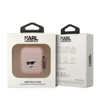Karl Lagerfeld KLA2RUNCHP AirPods 1/2 apvalks rozā/rozā silikona Choupette galva 3D
