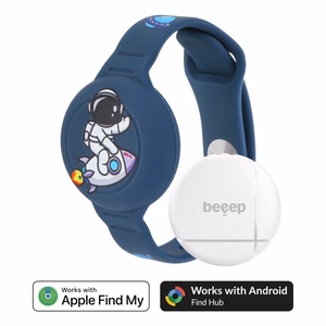 Beeep OneTag meklēšanas ierīce ar silikona aproci bērniem, Astronaut, Apple Find My / Android