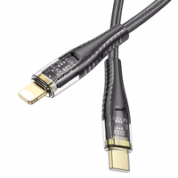 Kabelis USB C uz Lightning Hoco PD 27W 1,2 m U121 melns caurspīdīgs