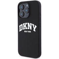 DKNY Silikona baltais drukāts logotips magnētiskais iPhone 16 Pro viedtālruņa apvalks - melns