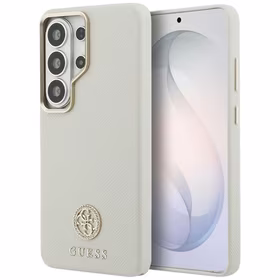 Guess maciņš Rhinestone Round Logo MagSafe priekš Samsung Galaxy S26 Ultra smilškrāsas