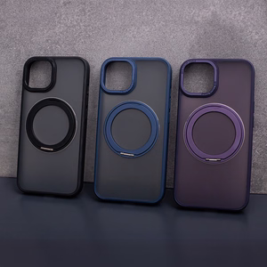 Viedtālruņa apvalks Mag Ring ar rotējošu gredzenu iPhone 15 Pro 6,1" violets