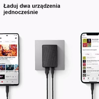 UNIQ Sienas lādētājs Votre Slim Duo 20W USB-C + USB-A melns/charcoal melns