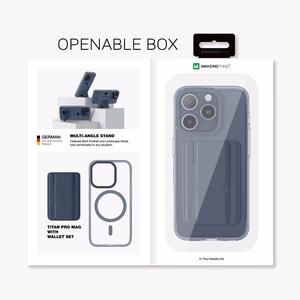 Amazing Thing Titan Pro Mag maciņa apvalks 10FT IP156.1PTWBU Iphone 15 Pro tumši zila ar statīvu