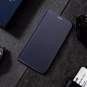 Dux Ducis Skin X2 viedtālruņa apvalks Samsung Galaxy S23+ atverams apvalks ar maku un statīvu zils