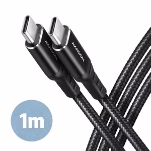 Axagon USB-C uz USB-C kabelis 1m 60W HQ melns BUCM-CM10AB