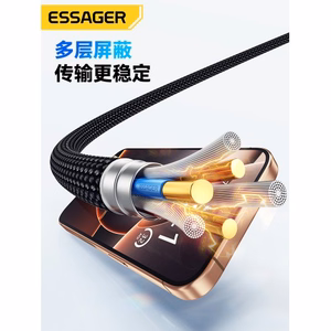 USB Kabelis Essager Thunder melns Thunderbolt 4 Full Function 180cm