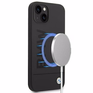 Viedtālruņa apvalks BMW BMHMP14MSLBLBK iPhone 14 Plus 6.7 "melns / melna cietais apvalks Silikona Paraksta Logotips Magnētiskais
