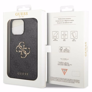 Guess 4G Big Metal Logo viedtālruņa apvalks iPhone 15 Pro Max - pelēka
