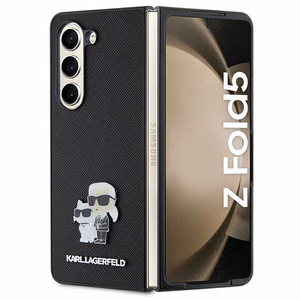 Karl Lagerfeld Saffiano Karl&Choupette Pin viedtālruņa apvalks Samsung Galaxy Z Fold 5 - melns