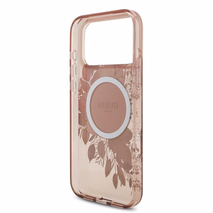 Guess IML Ziedi Pērļu Siksna Magnētiskais viedtālruņa apvalks iPhone 17 Pro Max rozā