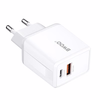 BWOO sienas lādētājs CDA182 QC 38W 1x USB-A + 1x USB-C ar USB-C kabeli 1 m melns