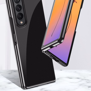 Plating viedtālruņa apvalks Samsung Galaxy Z Fold 4 ar metālisku rāmi zils