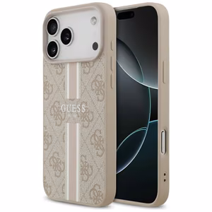 Guess 4G Printed Stripes MagSafe Чехол для iPhone 17 Pro Max - розовый