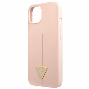 Guess GUHCP13SSLTGP iPhone 13 mini 5.4" rozā cietais apvalks silikona trīsstūris