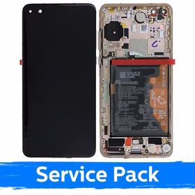 LCD Displejs Saderīgs ar Huawei P40 Ar Frame / Blush Zeltains / (Service Pack)