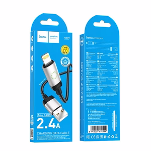 Kabelis USB A uz Lightning Hoco 2,4A 1 m X117 melns