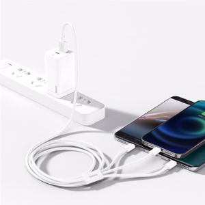 USB kabelis Baseus 3in1 Superior balts 150cm (līdz 3.5A)
