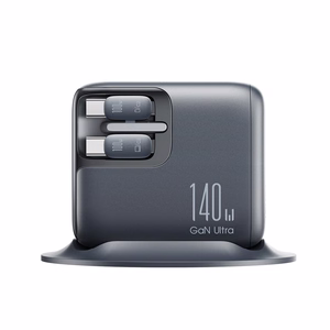 Joyroom Podix JR-TRD01 GaN 140W galda lādētājs ar 5 portiem un diviem izvelkamiem kabeļiem - pelēks