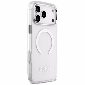 Guess Metal Outline Magnētiskais viedtālruņa apvalks iPhone 17 Pro Max - sudraba