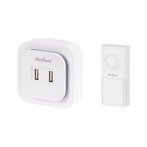 Rebel kontaktligzdā iespraužams 230 V bezvadu durvju zvans (36 melodijas, 2 USB porti)