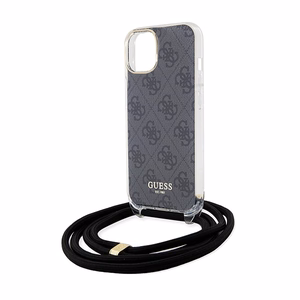 Guess Crossbody Cord 4G Print viedtālruņa apvalks iPhone 15/14/13 - melns
