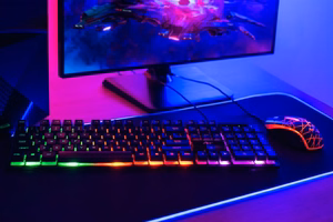 ART set wire keyboard USB A QWERTY with light + wire mouse USB A with light AK-50 black