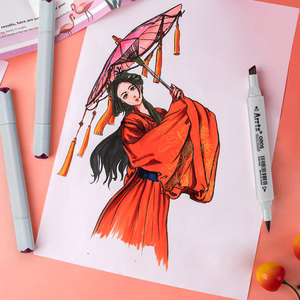 Double-sided Marker Pens ARRTX Oros, 24 Colours, red tone shade