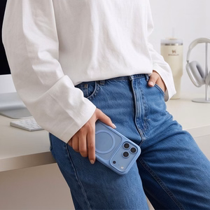 Tech-Protect MagOne CC MagSafe maciņš ar 2 rūdītiem stikliem, paredzēts iPhone 18 Pro Max / 17 Pro Max, caurspīdīgs zils