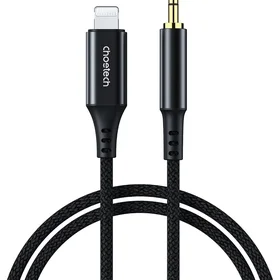Choetech AUX009 Lightning / mini džeks 3,5 mm kabelis 2 m - melns